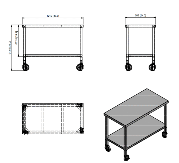 Work Table, Stainless Steel, 24"x48"x36", Two Tiers - Image 4