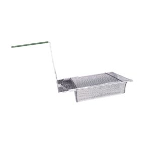 Sediment Tray with 6.5″ Deep Center Trough, Stainless Steel Mesh, 12.4″ x 10.25″, Long Green Handle