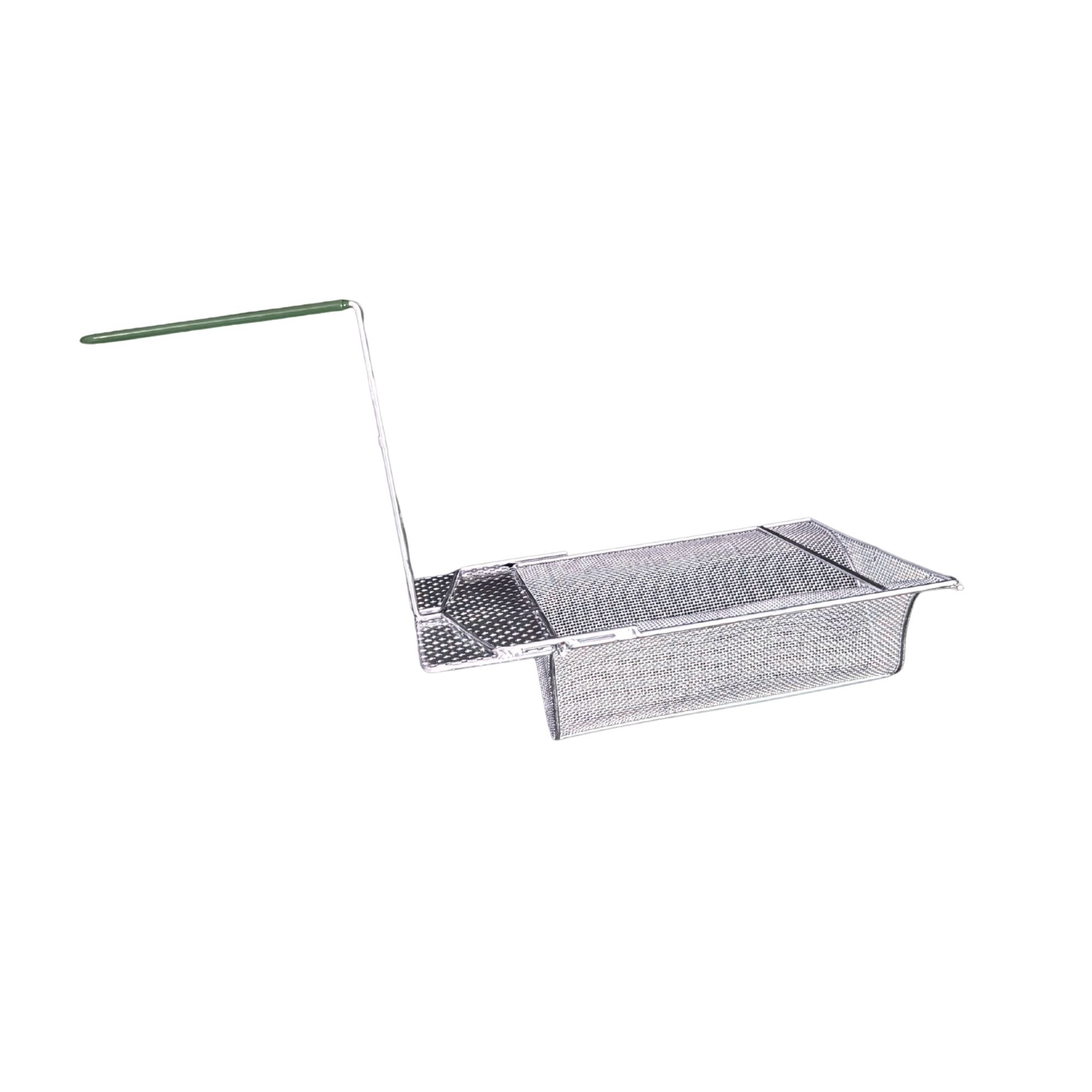 Sediment Tray with 6.5″ Deep Center Trough, Stainless Steel Mesh, 12.4″ x 10.25″, Long Green Handle