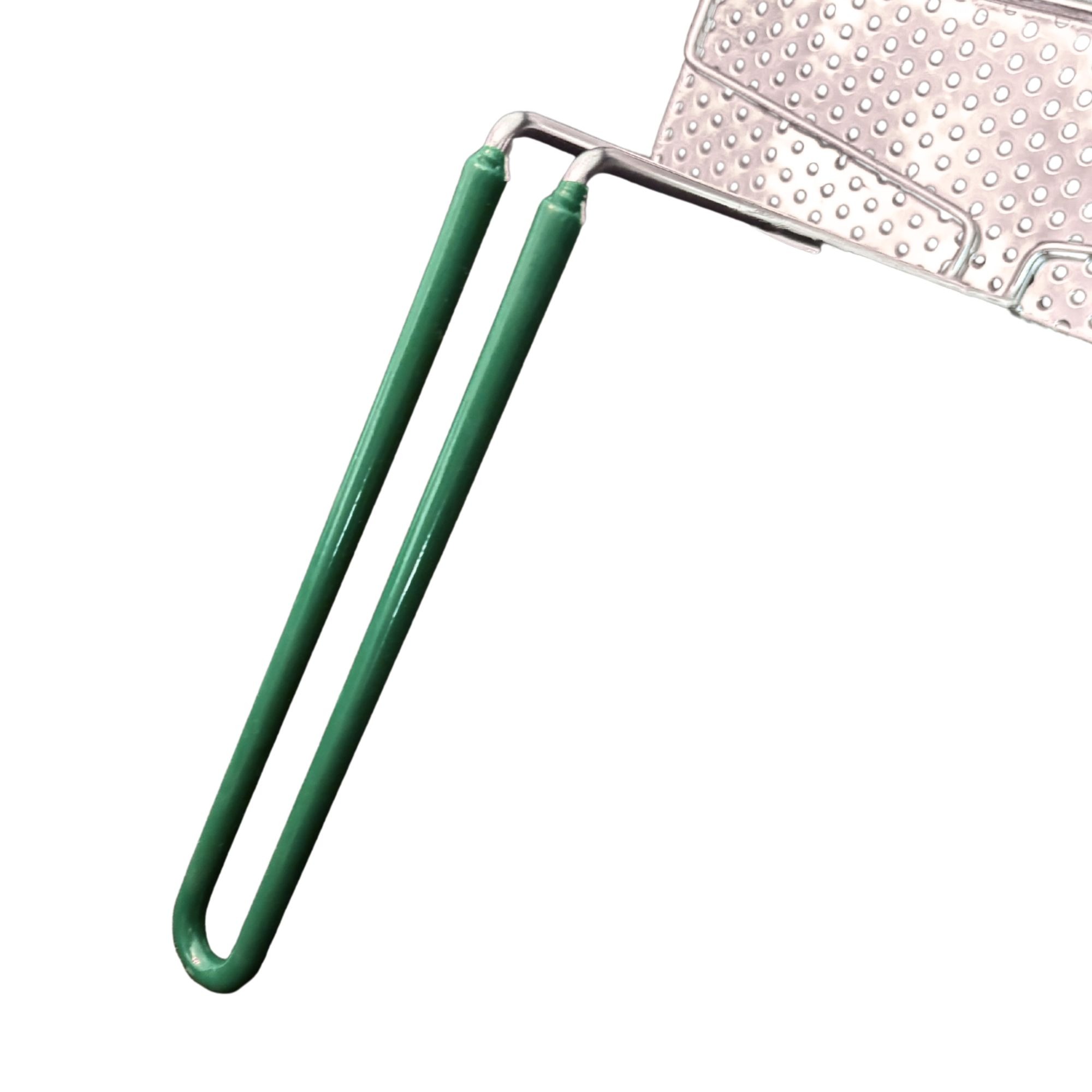 Sediment Tray with 6.5″ Deep Center Trough, Stainless Steel Mesh, 12.4″ x 10.25″, Long Green Handle - Image 2