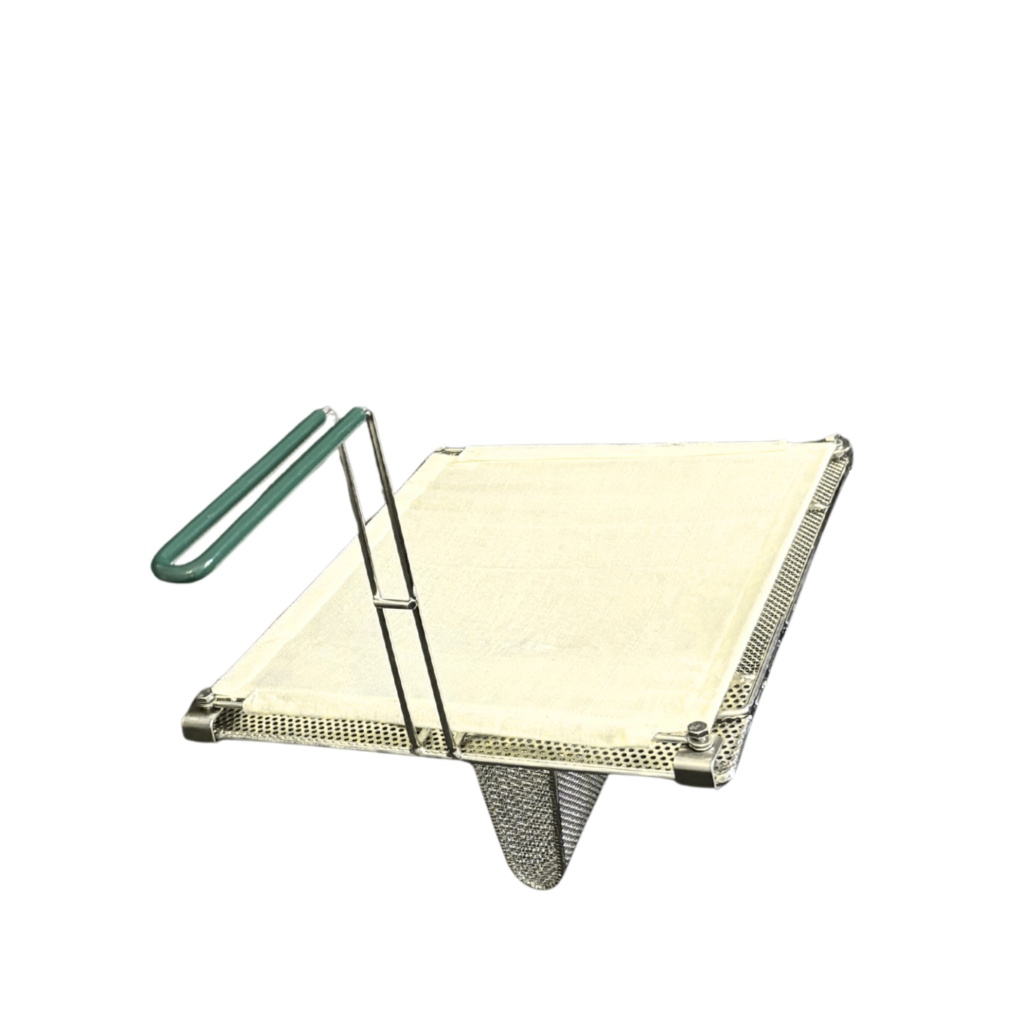 Sediment Tray with Fabric Filter Pad, Stainless Steel, 14.25″ x 11.4″, 6.1″ Deep Mesh Basket, Green Handle - Image 3