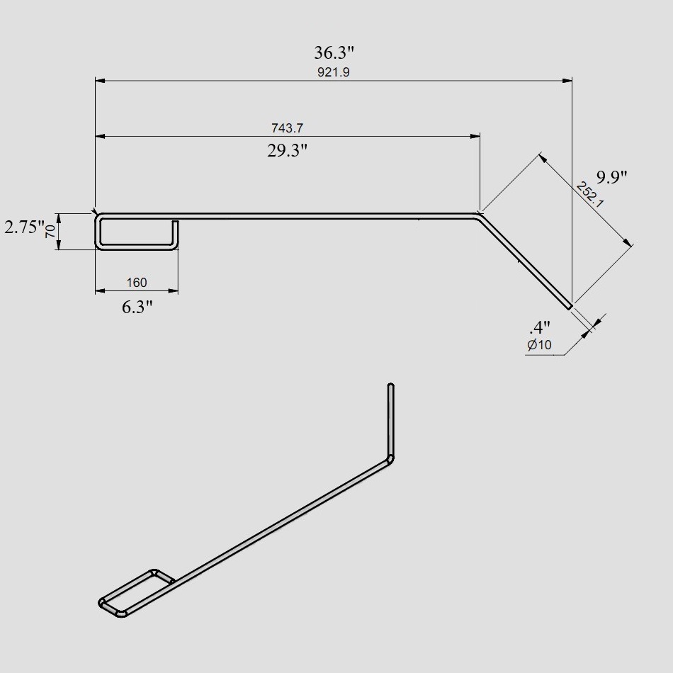 Quality Industries Fryer Clean-Out Rod, 29″ Long, Stainless Steel, Angled Tip, Loop Handle - Image 2