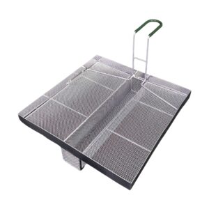 Sediment Tray with 2.4″ Deep U-Shaped Center Trough, Stainless Steel Mesh, 13.5″ x 13.5″, Green Handle