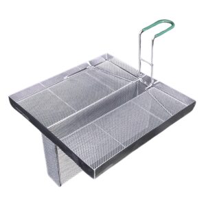 Sediment Tray with 6.3″ Deep Center Trough, Stainless Steel Mesh, 13.5″ x 13.5″, Green Handle